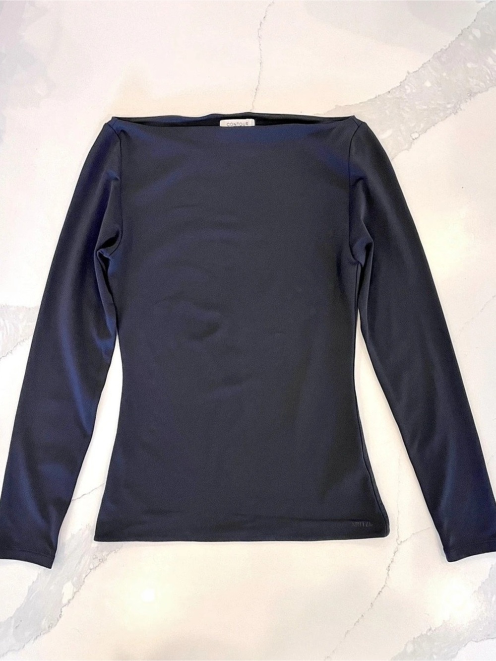 Aritzia Contour Long Sleeve Boat Neck Top Black Size M